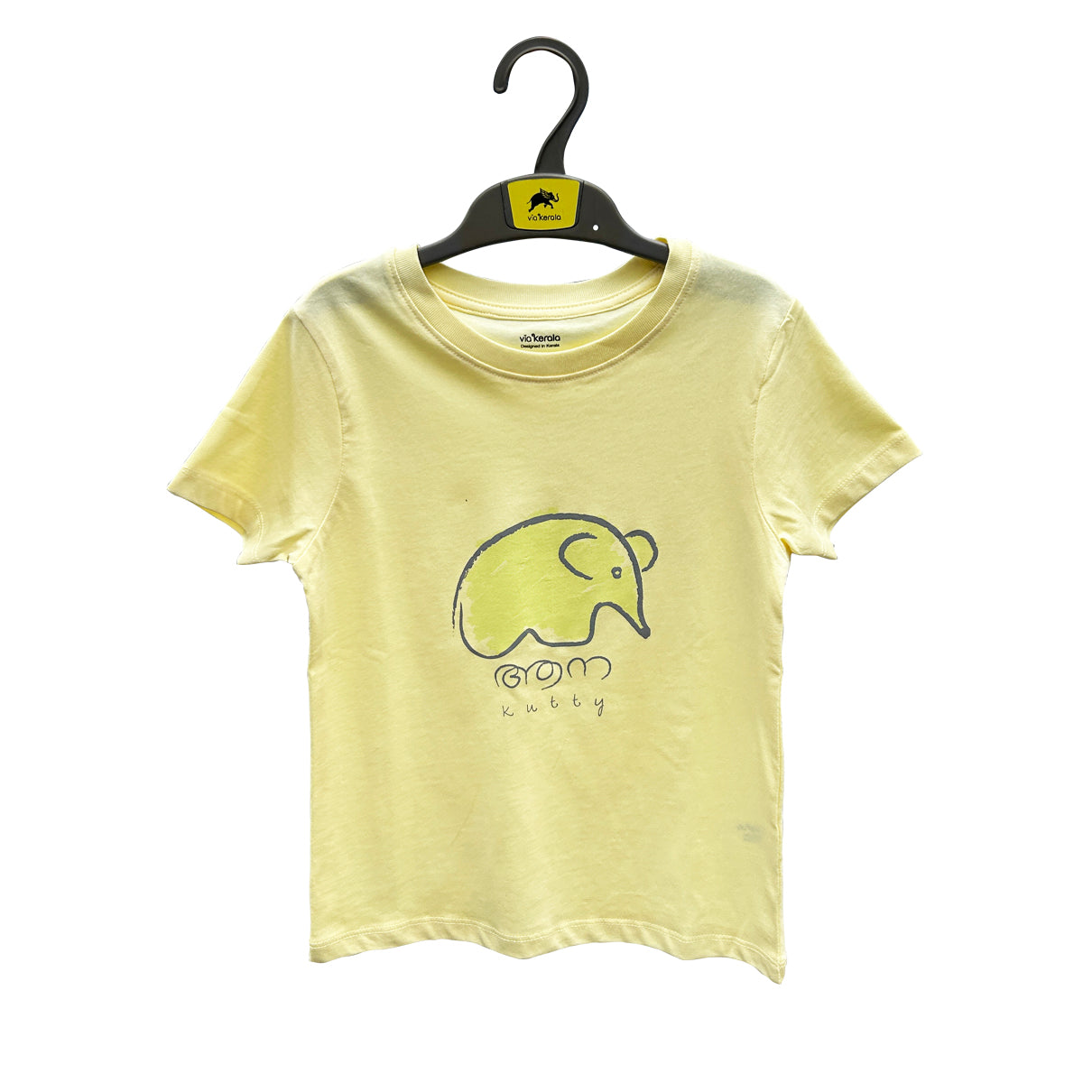 Aanakutty/Elephant Kutty — Kids T-shirt (Custard & Mint)