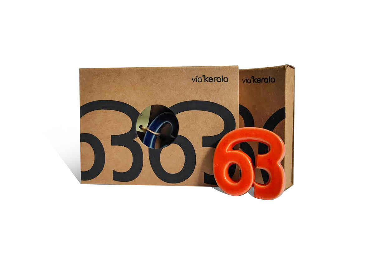 Handmade Ceramic Letters - Malayalam Alphabet Oo - Assorted Colours