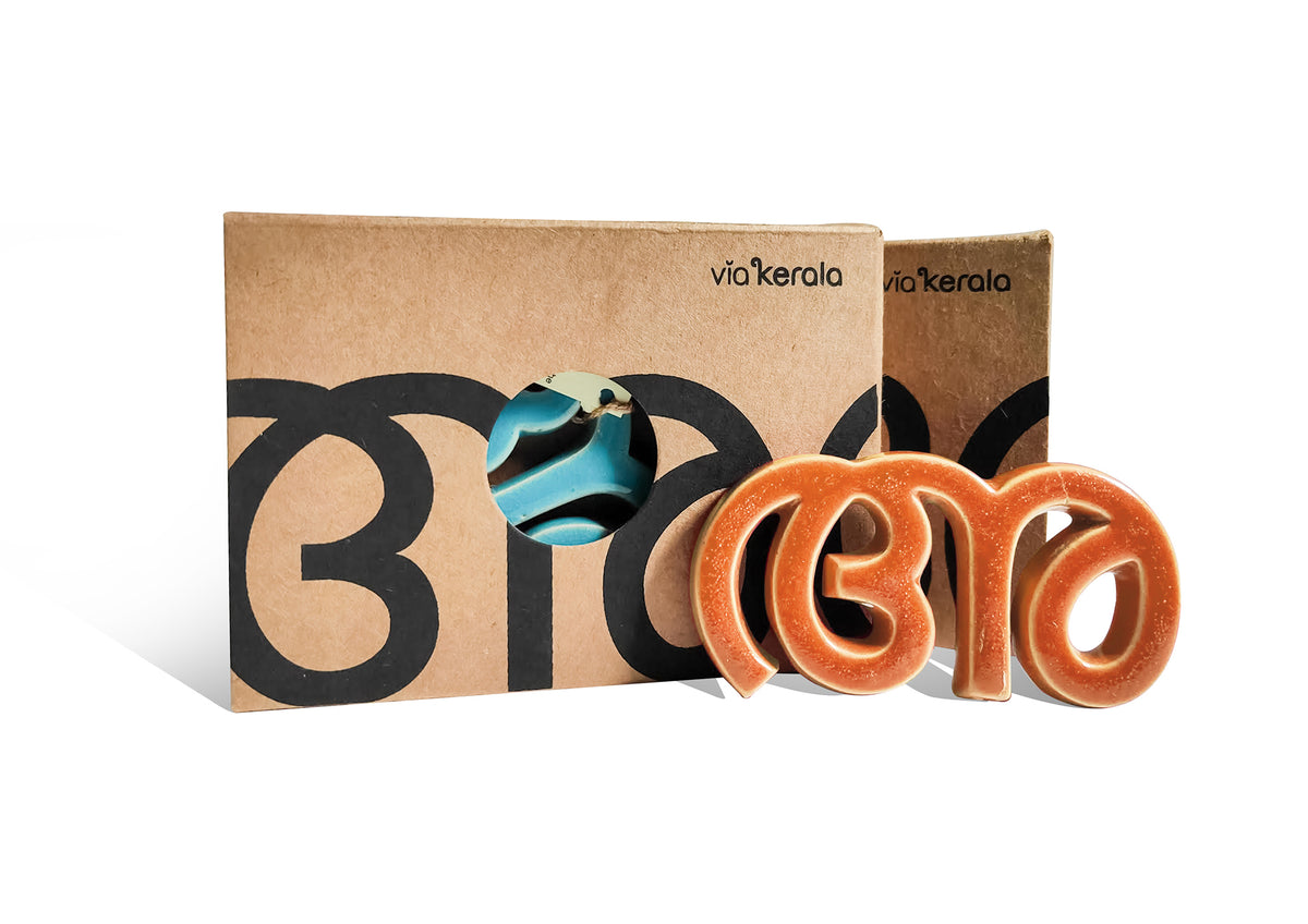 Handmade Ceramic Letters - Malayalam Alphabet Aa - Assorted Colours