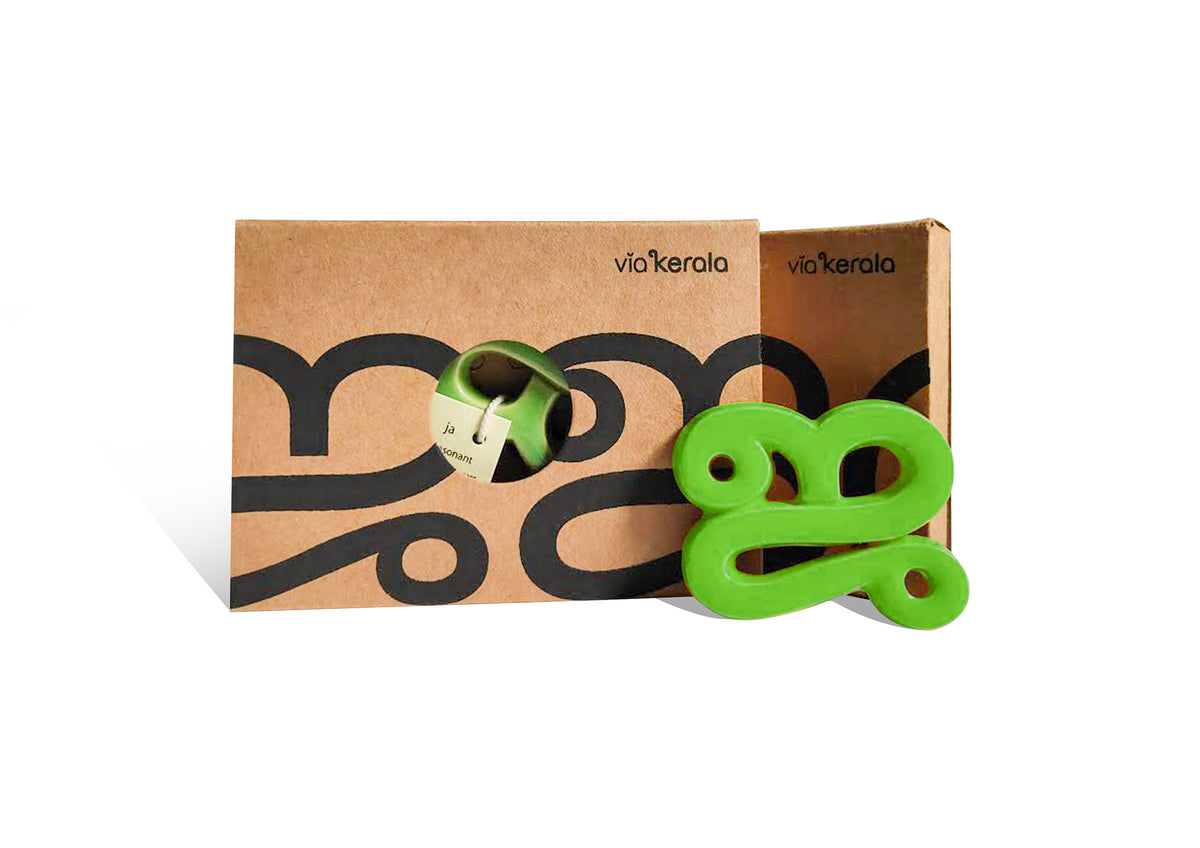 Handmade Ceramic Letters - Malayalam Alphabet Jha - Assorted Colours