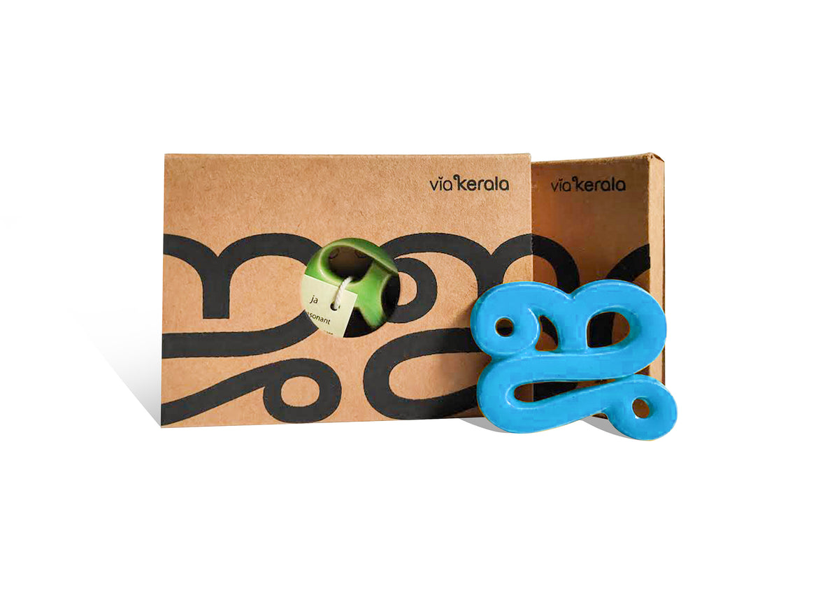 Handmade Ceramic Letters - Malayalam Alphabet Jha - Assorted Colours