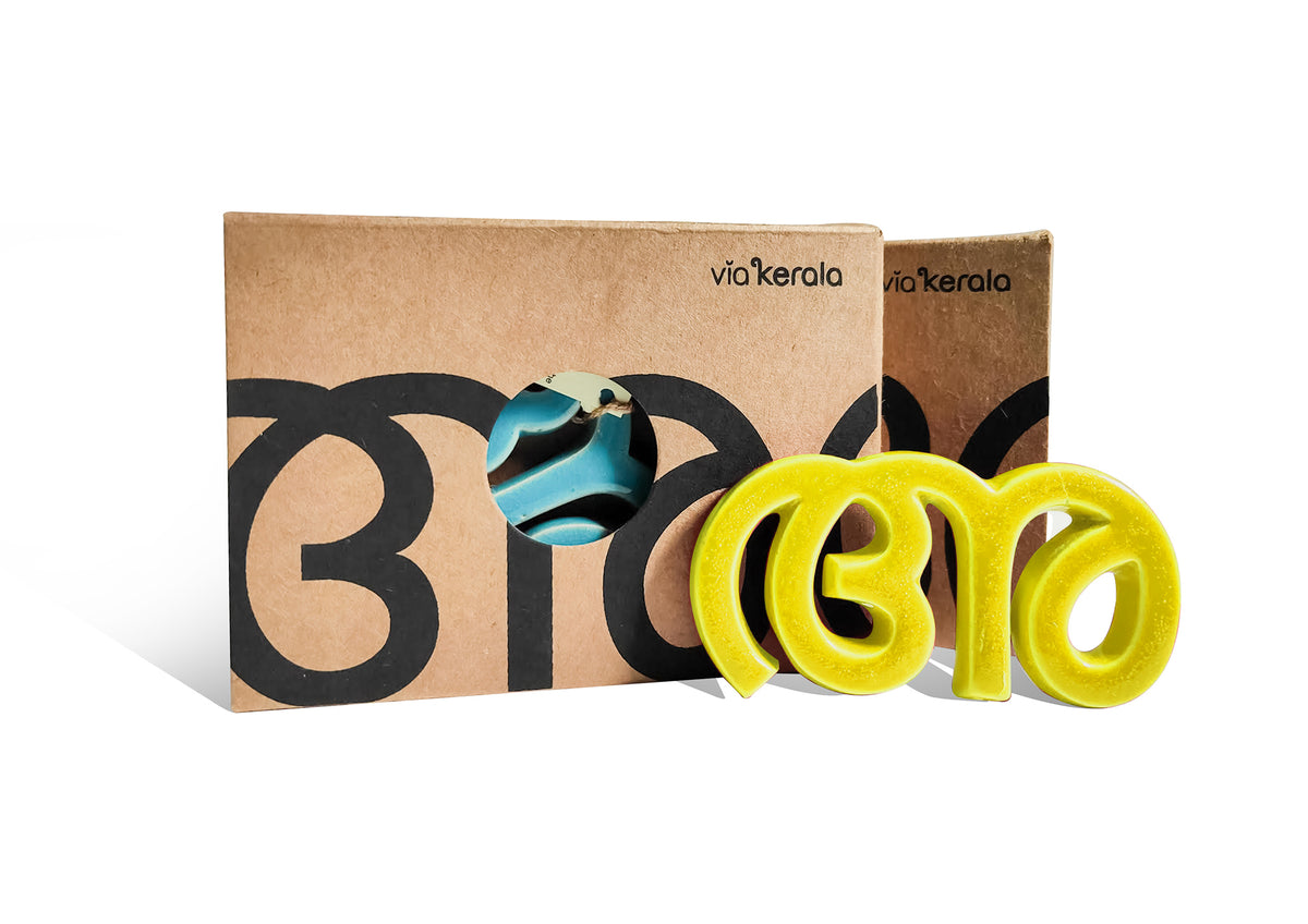 Handmade Ceramic Letters - Malayalam Alphabet Aa - Assorted Colours