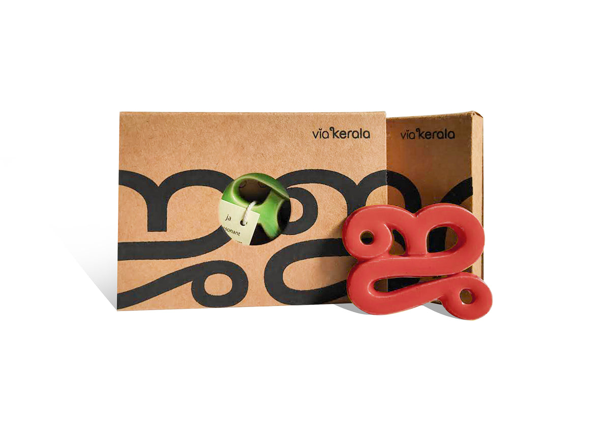 Handmade Ceramic Letters - Malayalam Alphabet Jha - Assorted Colours