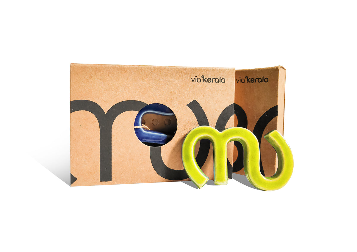 Handmade Ceramic Letters - Malayalam Alphabet Sa - Assorted Colours