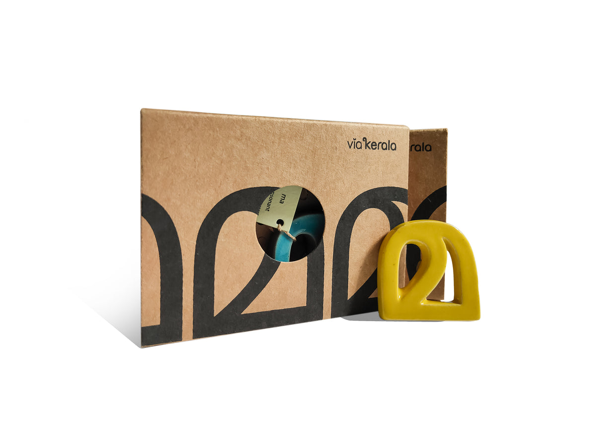 Handmade Ceramic Letters - Malayalam Alphabet Ma - Assorted Colours