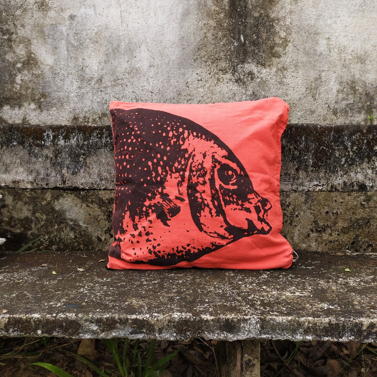 Heads or Tails — Fish Cushion Cover (Deep Red)