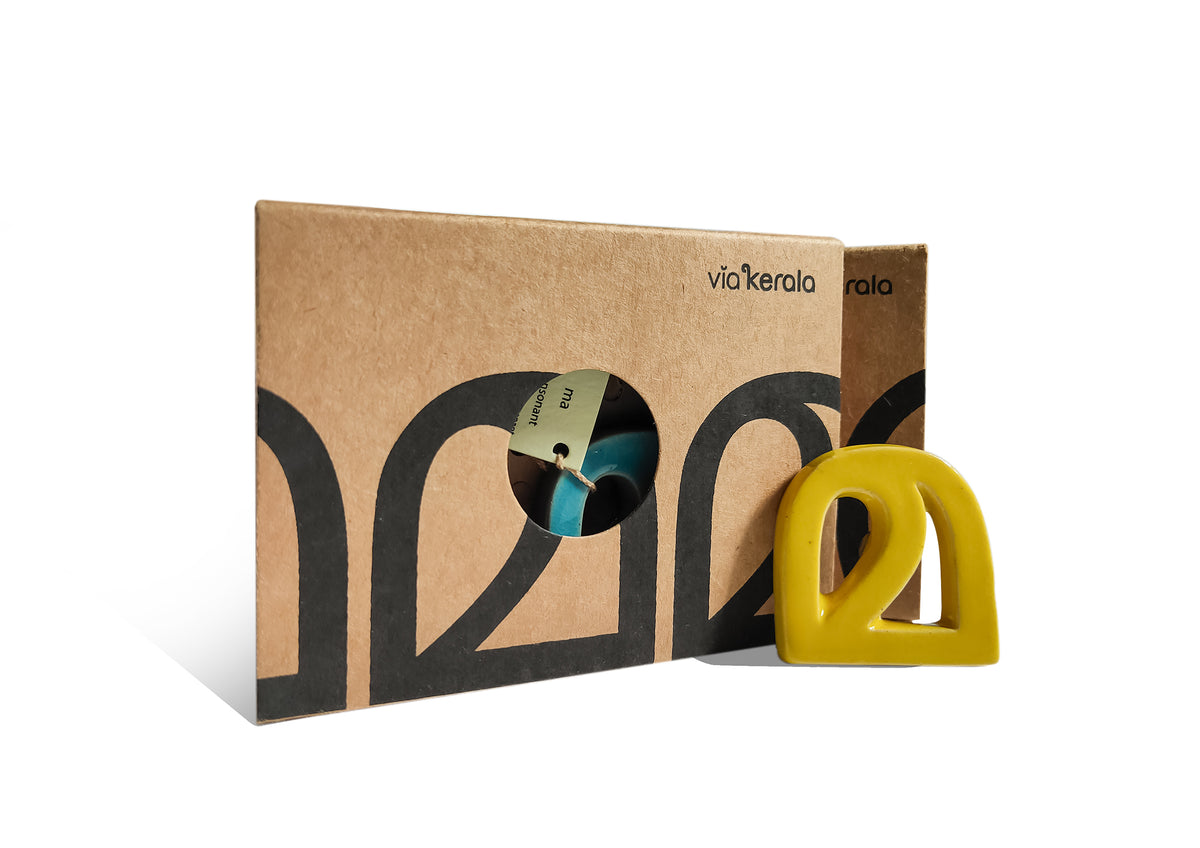 Handmade Ceramic Letters - Malayalam Alphabet Ma - Assorted Colours