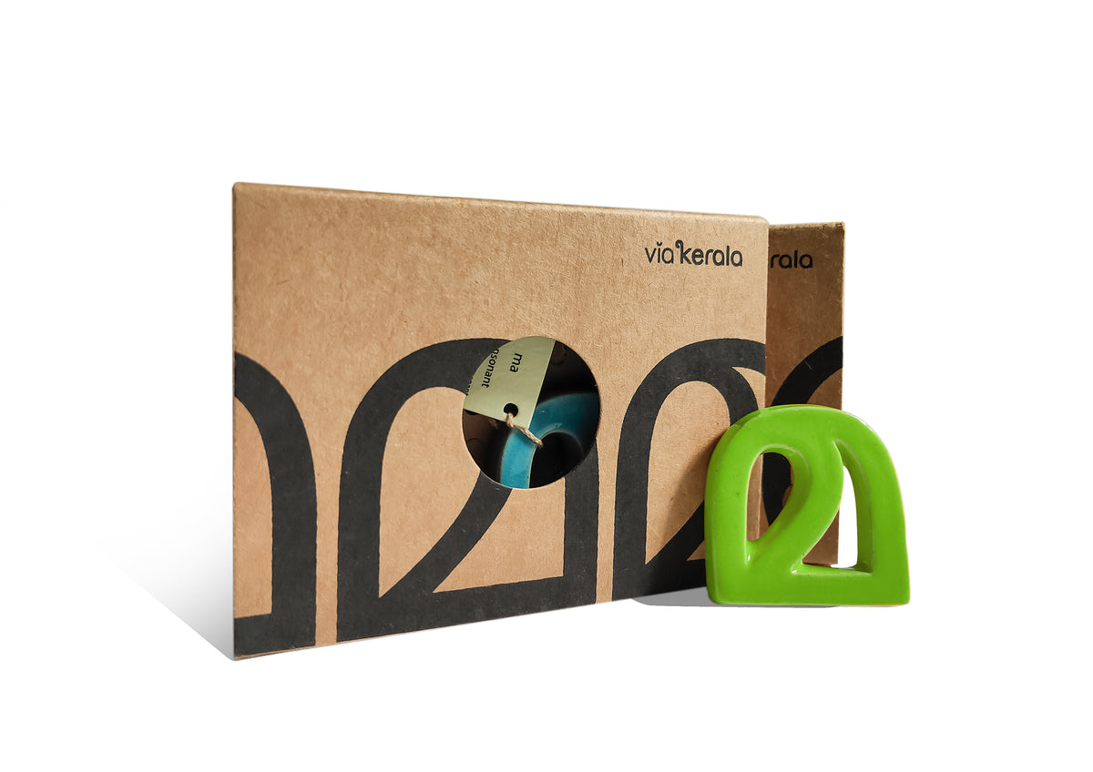 Handmade Ceramic Letters - Malayalam Alphabet Ma - Assorted Colours