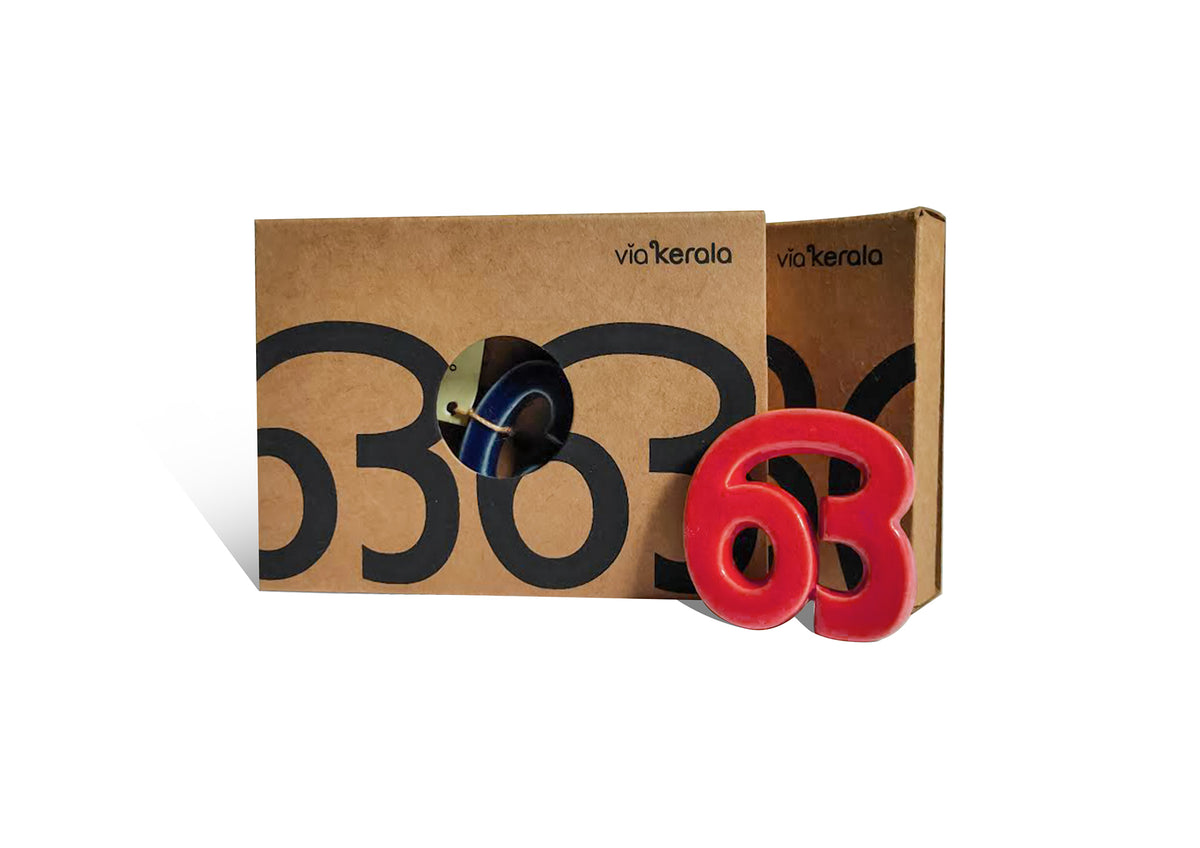 Handmade Ceramic Letters - Malayalam Alphabet Oo - Assorted Colours