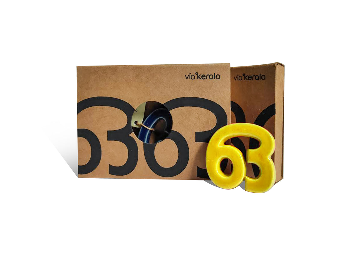 Handmade Ceramic Letters - Malayalam Alphabet Oo - Assorted Colours