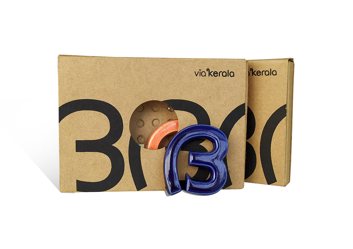 Handmade Ceramic Letters - Malayalam Alphabet Dha - Assorted Colours