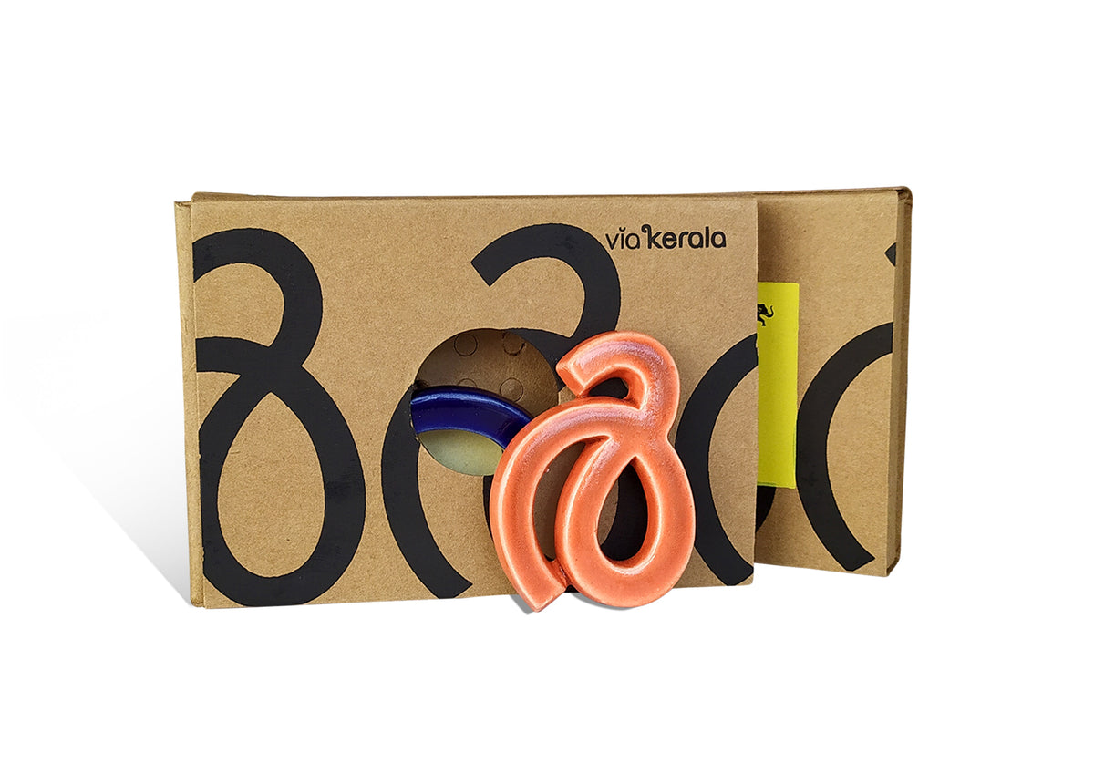 Handmade Ceramic Letters - Malayalam Alphabet Ir - Assorted Colours