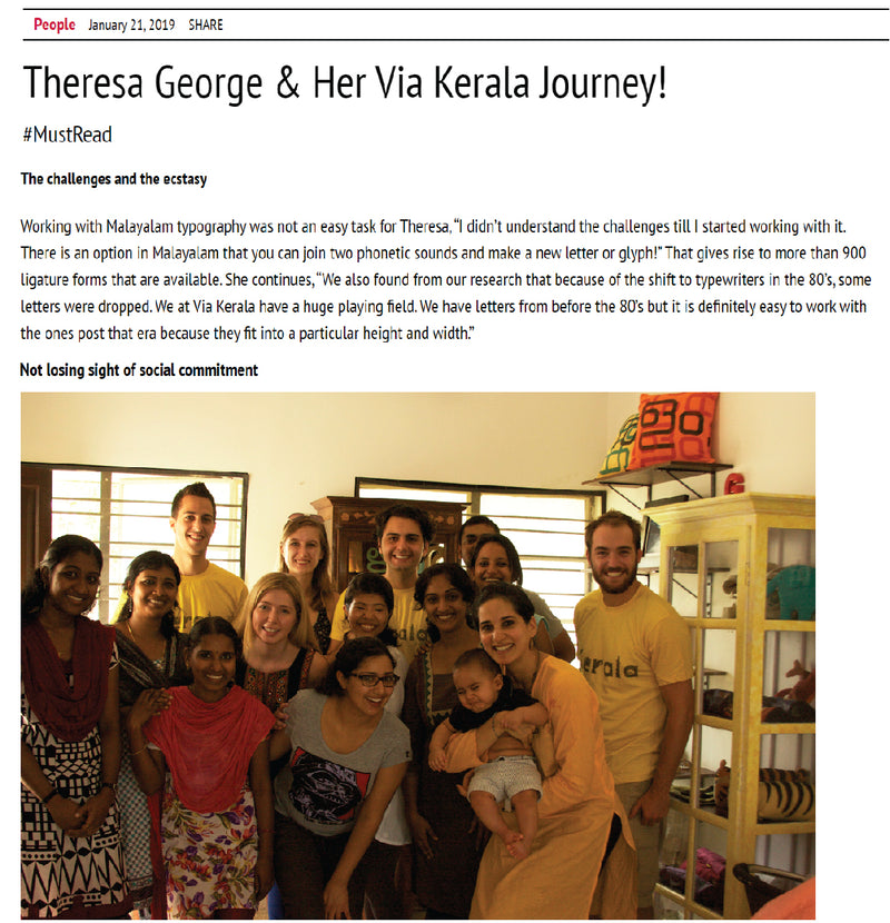 People, 2019.January -Theresa George & Her Via Kerala Journey!