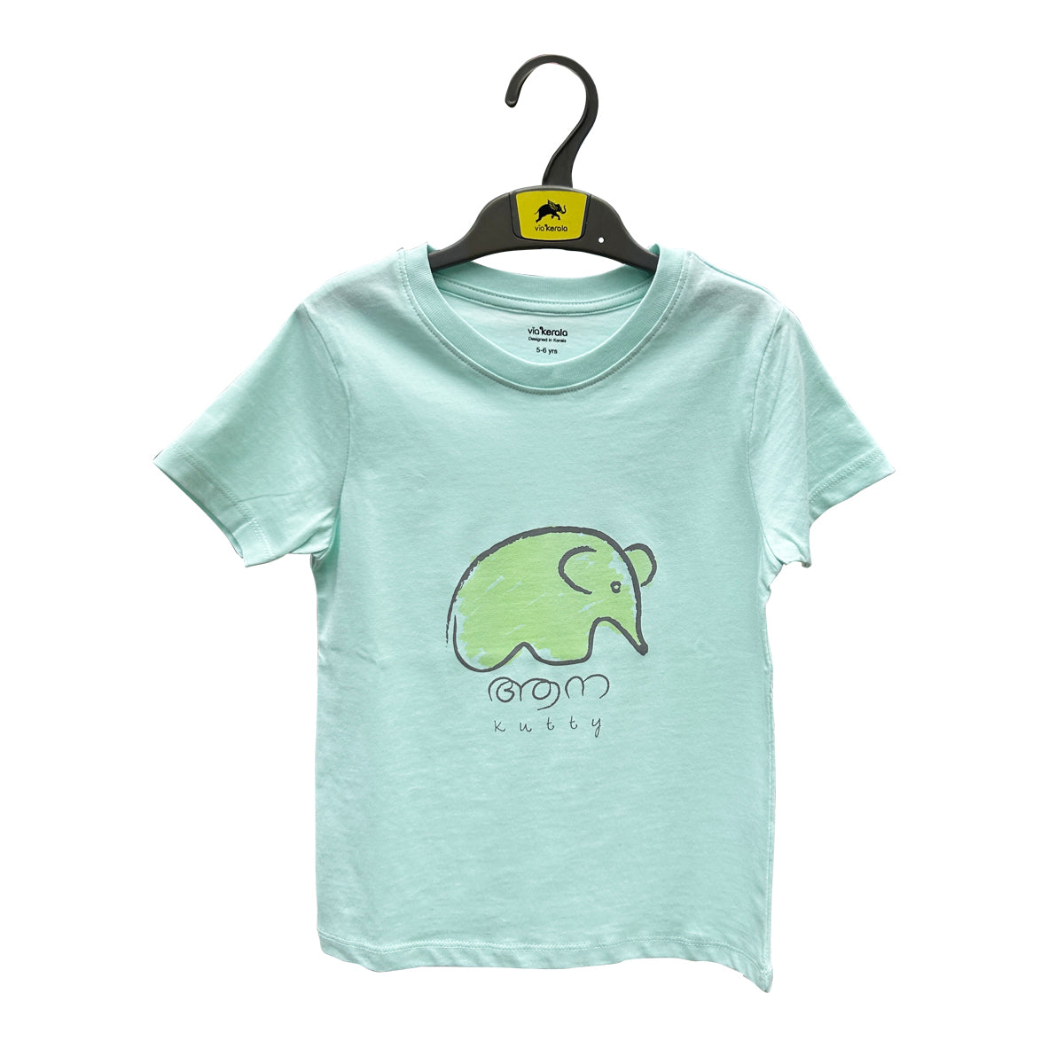 Aanakutty/Elephant Kutty — Kids T-shirt (Custard & Mint)