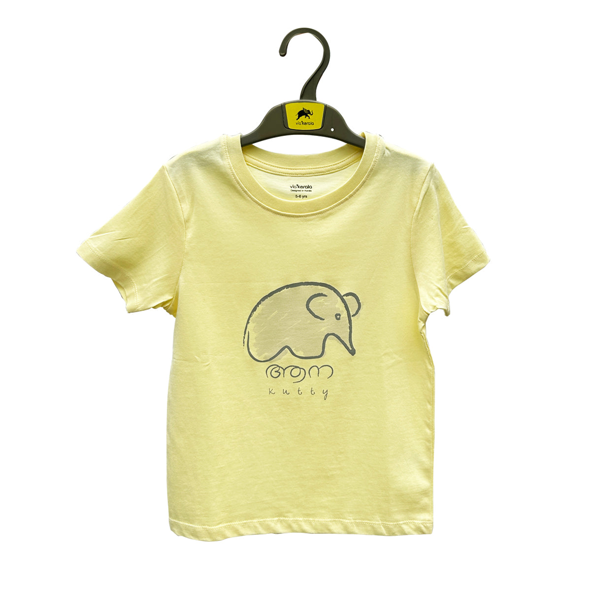 Aanakutty/Elephant Kutty — Kids T-shirt (Custard & Mint)