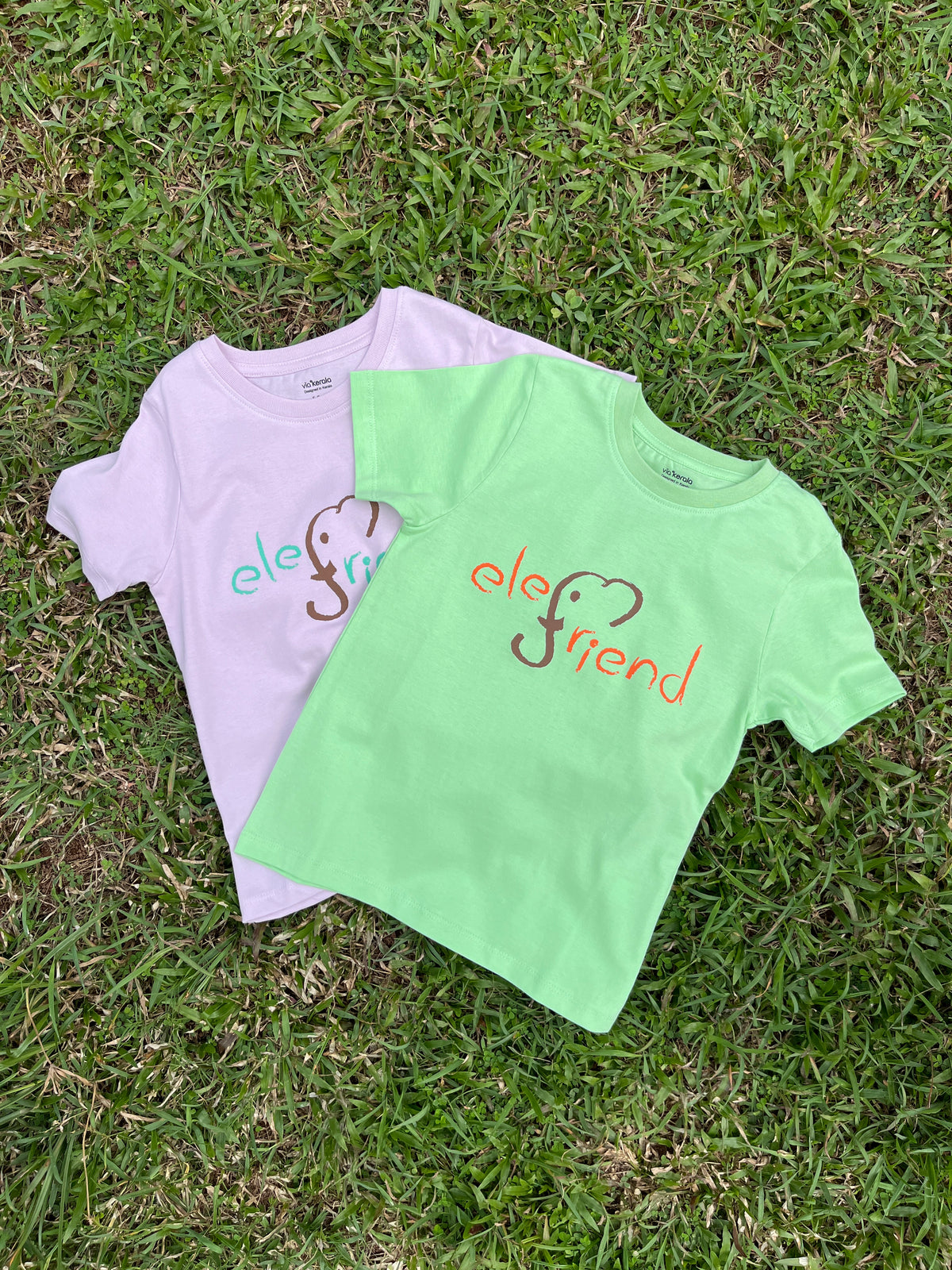 Elefriend — Kids T-shirt (Lilac & Light Green)