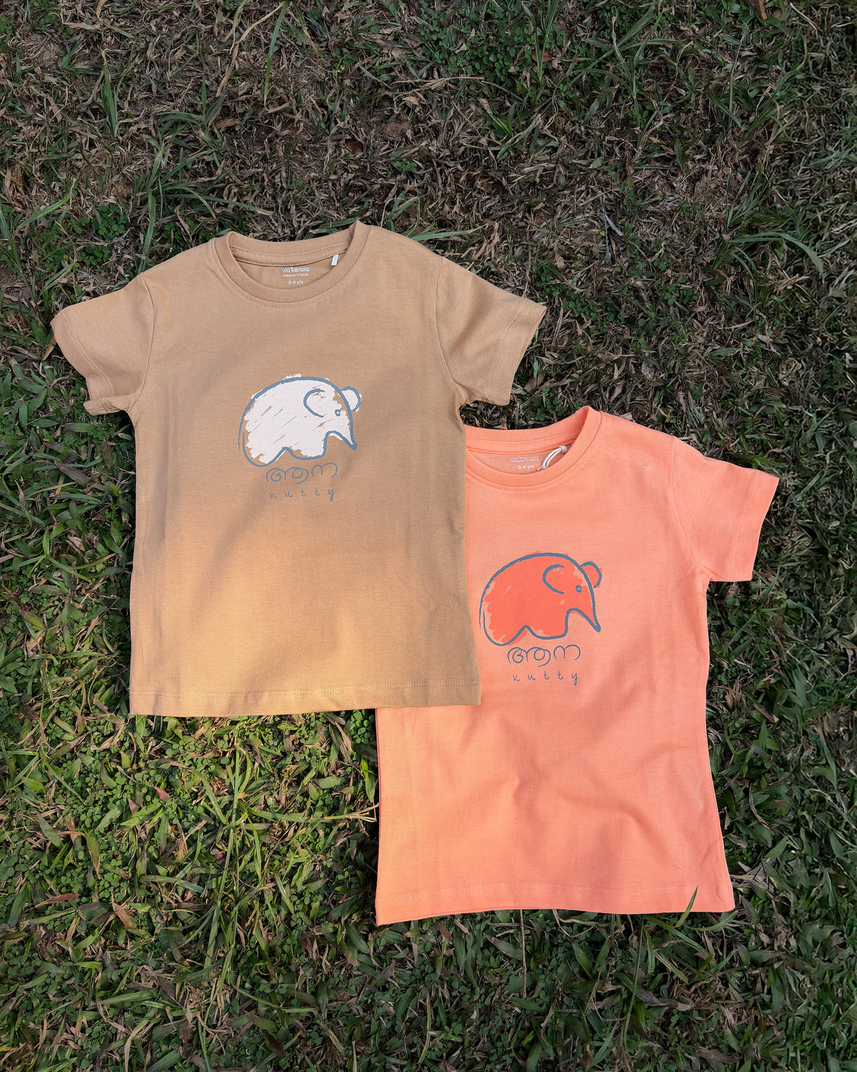 Aanakutty/Elephant Kutty — Kids T-shirt (Beige)