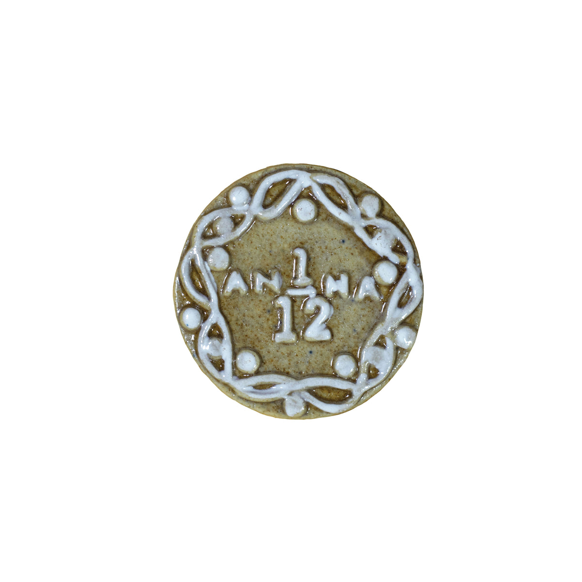 1/12 Anna Coin - Handmade Ceramic - Sepia Tones