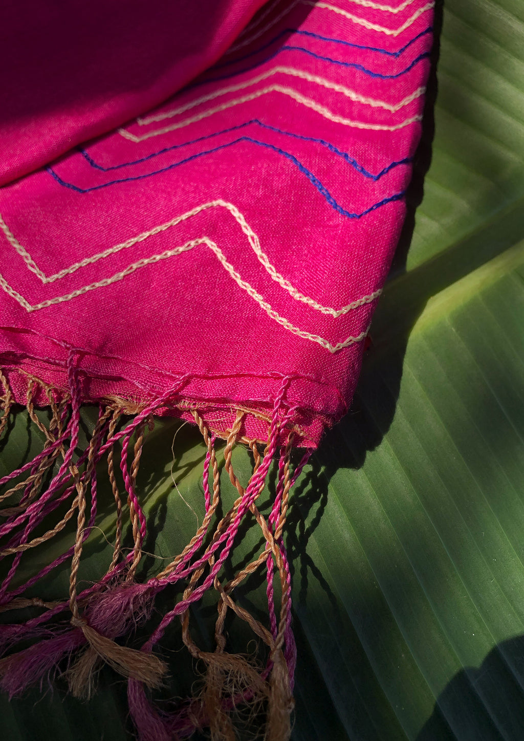Hand Embroidered Staple Tussar Scarf
