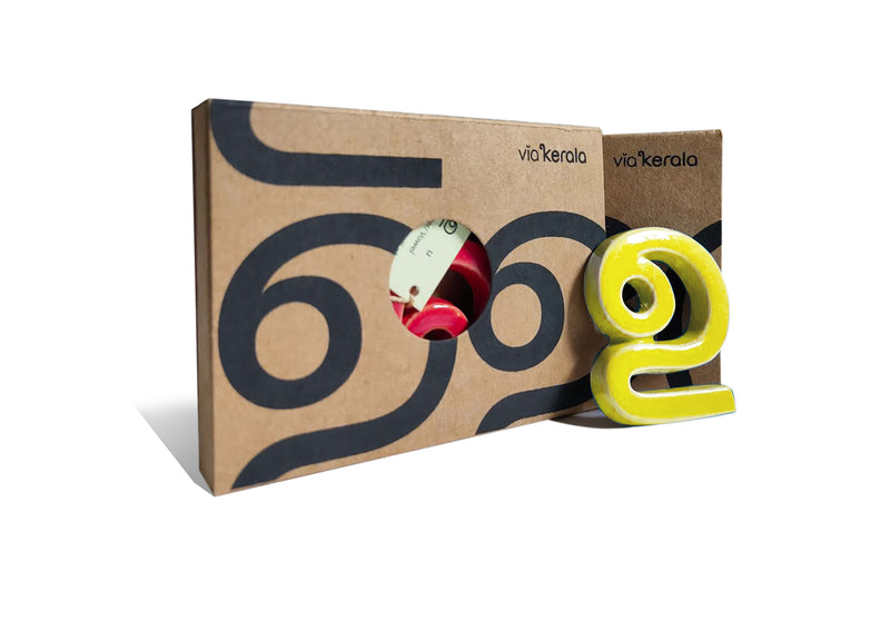 Handmade Ceramic Letters - Malayalam Alphabet Uu - Assorted Colours
