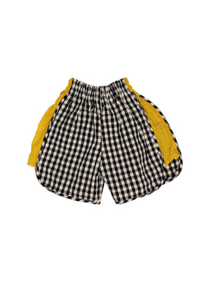 Black & White Checked Kids Shorts with colored side pannel.
