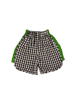 Black & White Checked Kids Shorts with colored side pannel.