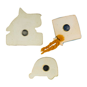 Set of 3 Ceramic Fridge Magnets - Auto, Kite, Flying Elephant