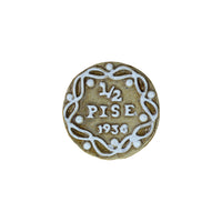 Half Pise 1936 Coin - Handmade Ceramic - Sepia Tones