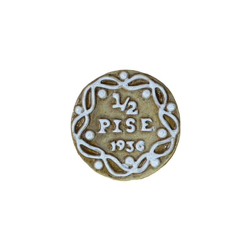 Half Pise 1936 Coin - Handmade Ceramic - Sepia Tones
