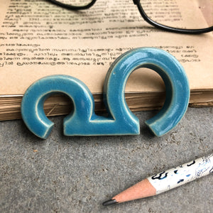 Handmade Ceramic Letters - Malayalam Alphabet Ha - Assorted Colours