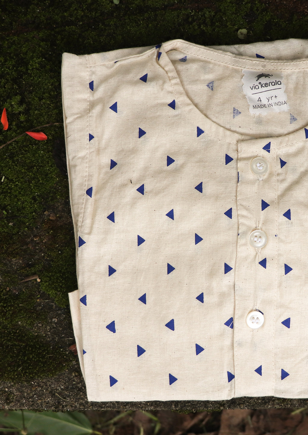 Festive Kerala Kalidar Kurta - Unisex Triangle Trouble Print in Orange