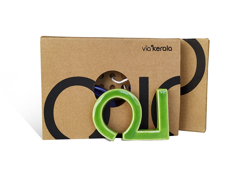 Handmade Ceramic Letters - Malayalam Alphabet Va - Assorted Colours
